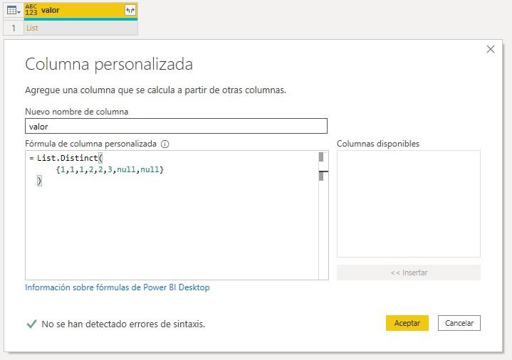 Función M List.Distinct