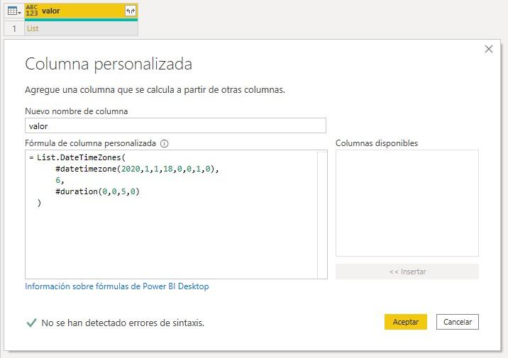 Función M List.DateTimeZones