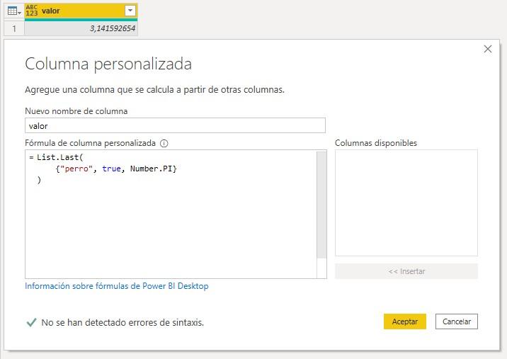 Función M List.Last