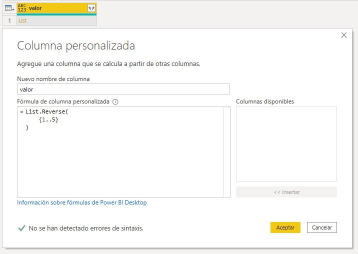 Función M List.Reverse