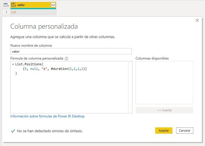 Función M List.Positions