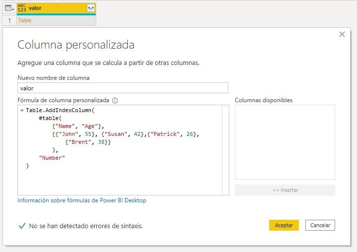 Función M Table.AddIndexColumn