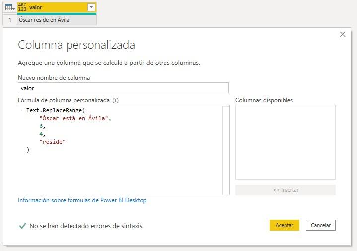 Función M Text.ReplaceRange