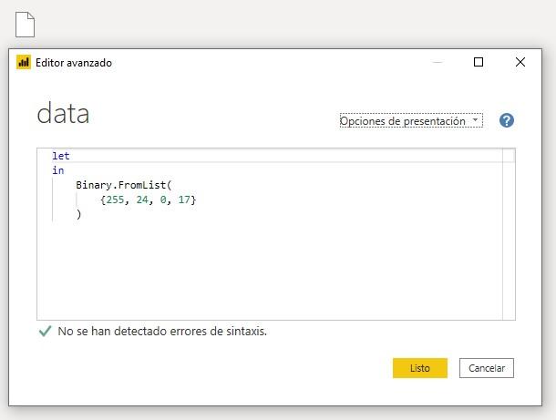 Función M Binary.FromList