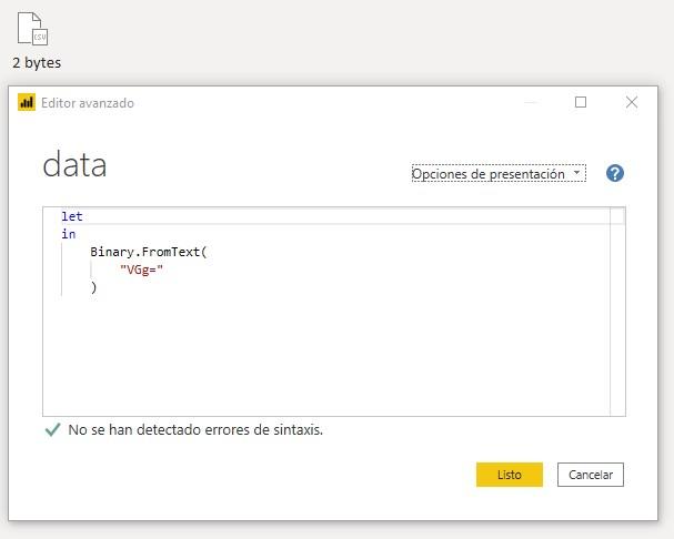 Función M Binary.FromText