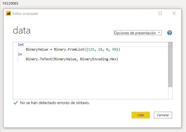 Función M Binary.ToText