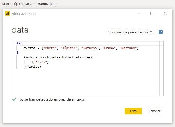 Función M Combiner.CombineTextByEachDelimiter