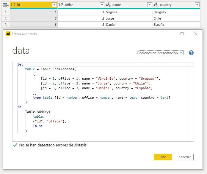 Función M Table.AddKey