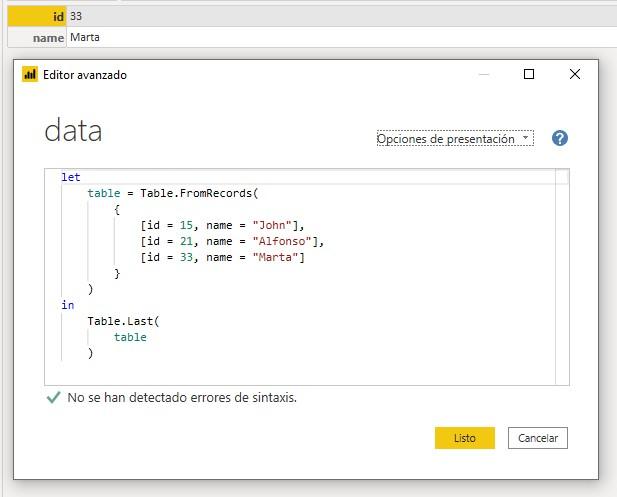 Función M Table.Last
