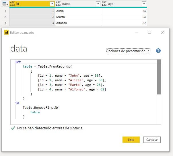 Función M Table.RemoveFirstN