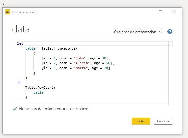 Función M Table.RowCount