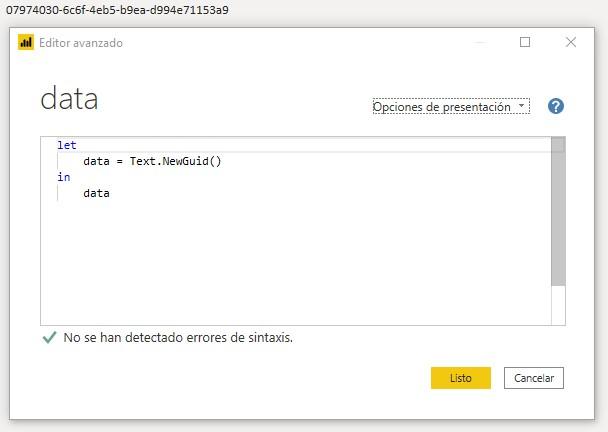 Función M Text.NewGuid