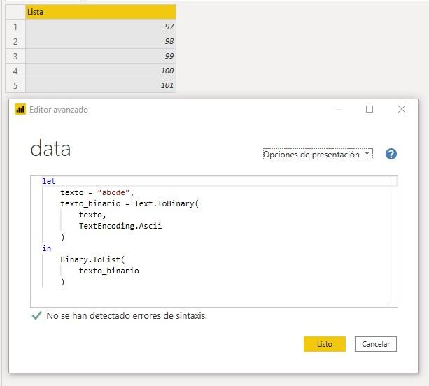 Función M TextEncoding.Ascii