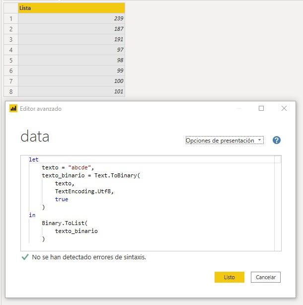 Función M TextEncoding.Utf8