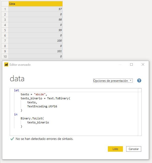 Función M TextEncoding.Utf16