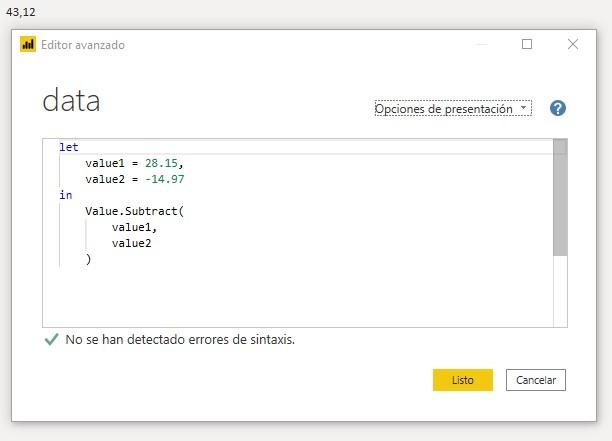 Función M Value.Subtract