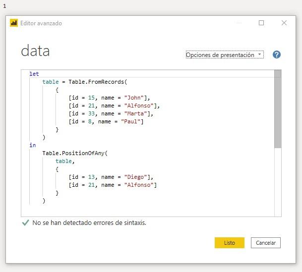Función M Table.PositionOfAny