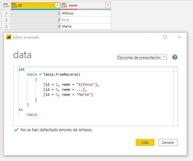 Función M Table.ReplaceErrorValues