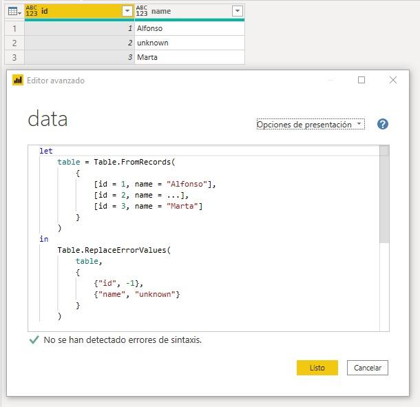 Función M Table.ReplaceErrorValues