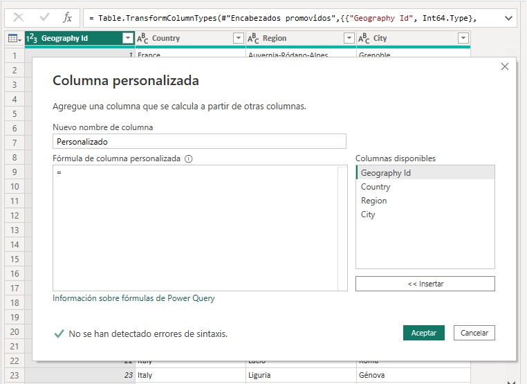 Columna personalizada