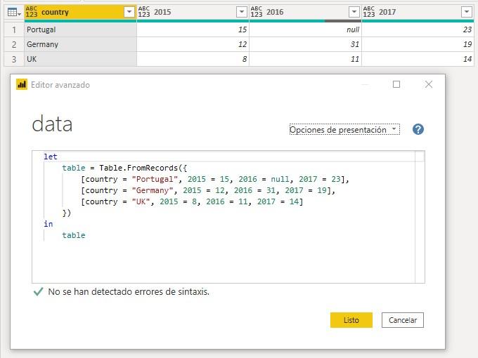 Función M Table.Unpivot