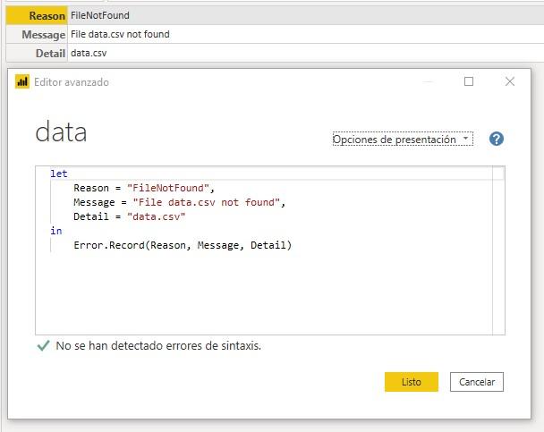 Función M Error.Record