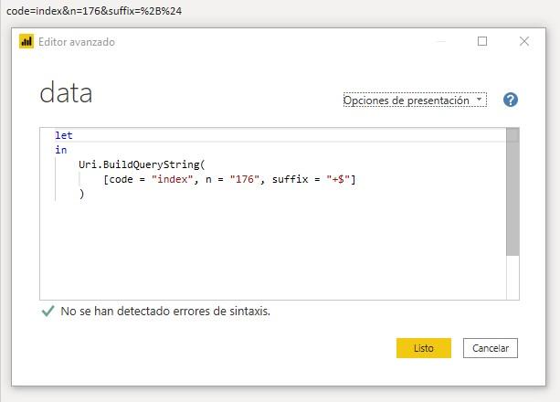 Función M Uri.BuildQueryString