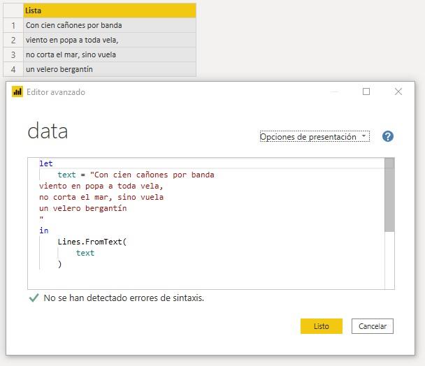 Función M Lines.FromText