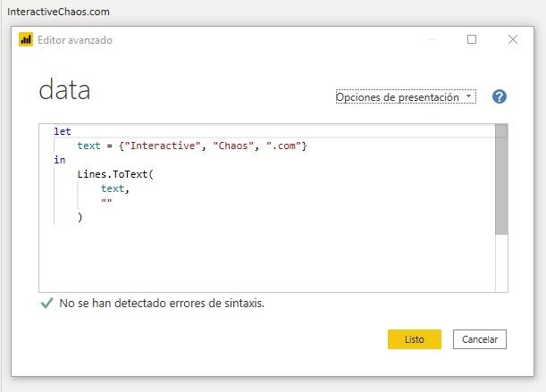 Función M Lines.ToText