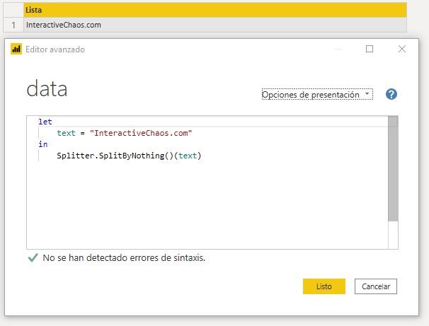 Función M Splitter.SplitByNothing