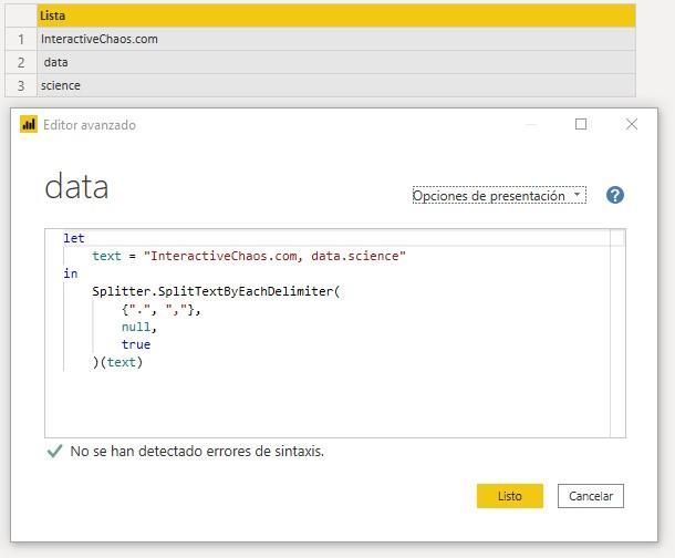 Función M Splitter.SplitTextByEachDelimiter