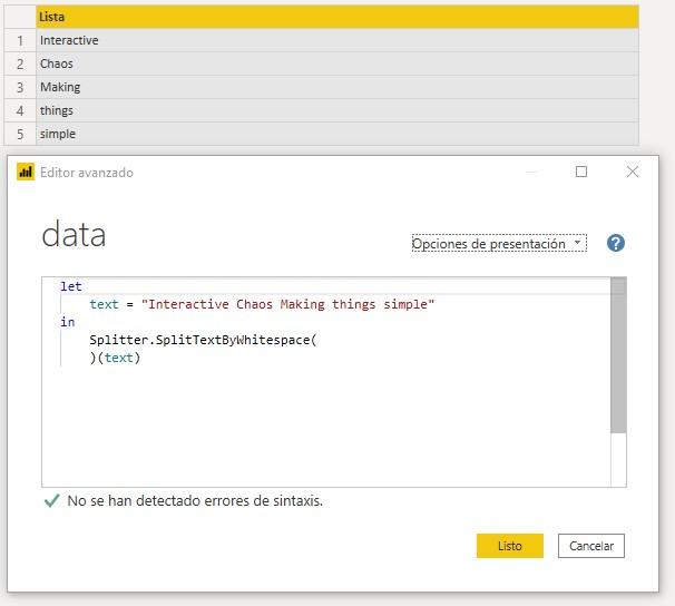 Función M Splitter.SplitTextByWhitespace