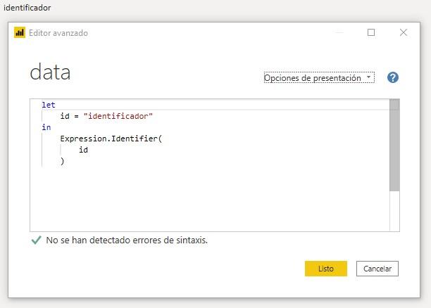 Función M Expression.Identifier