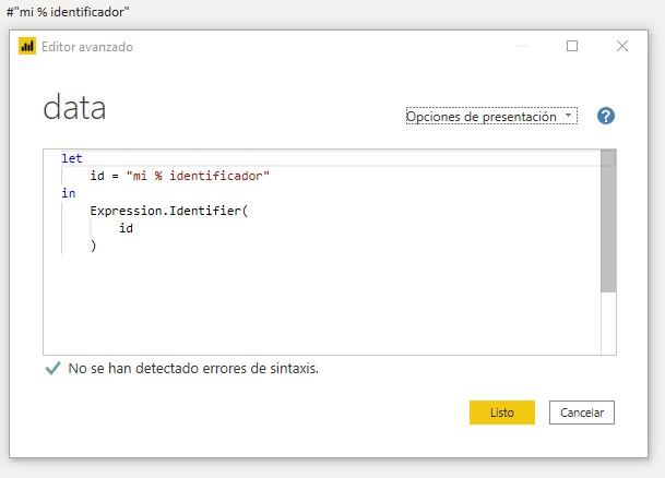 Función M Expression.Identifier