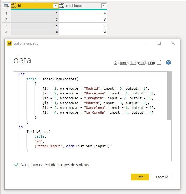 Función M Table.Group