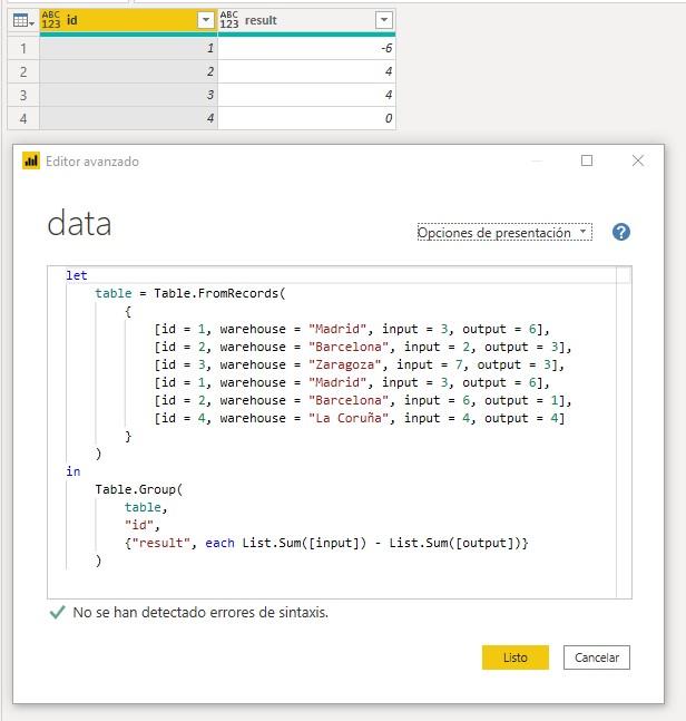 Función M Table.Group