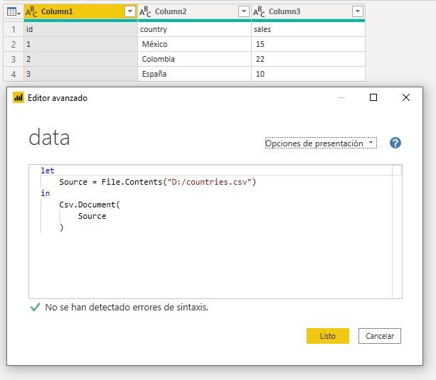 Función M Csv.Document