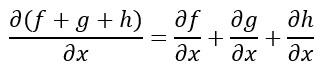 Derivada parcial de una suma de funciones