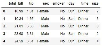 Dataset tips de seaborn