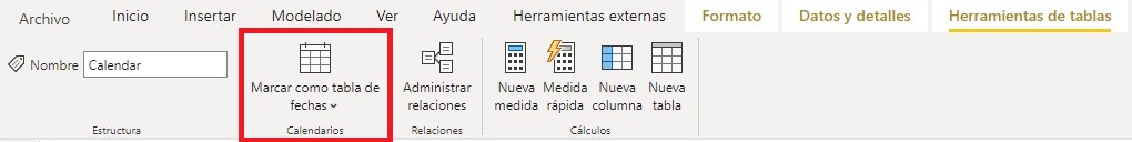 Marcar como tabla de fechas