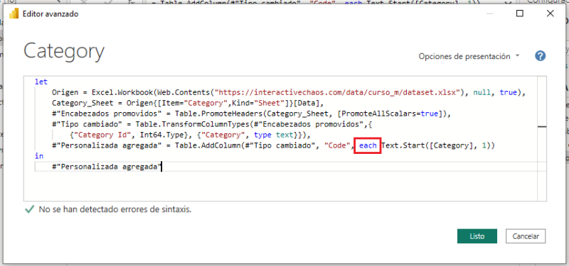 La palabra clave each