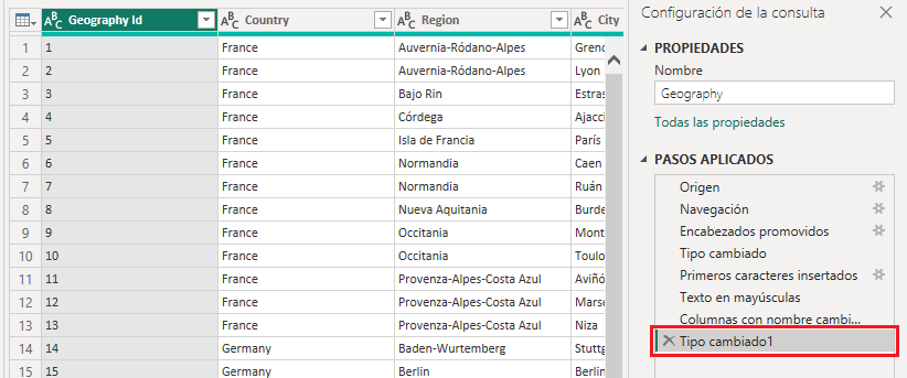 Edición del tipo de un campo