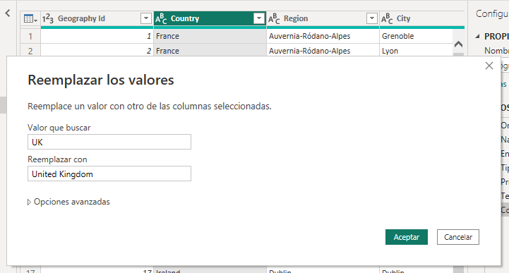Reemplazo de valores no existentes