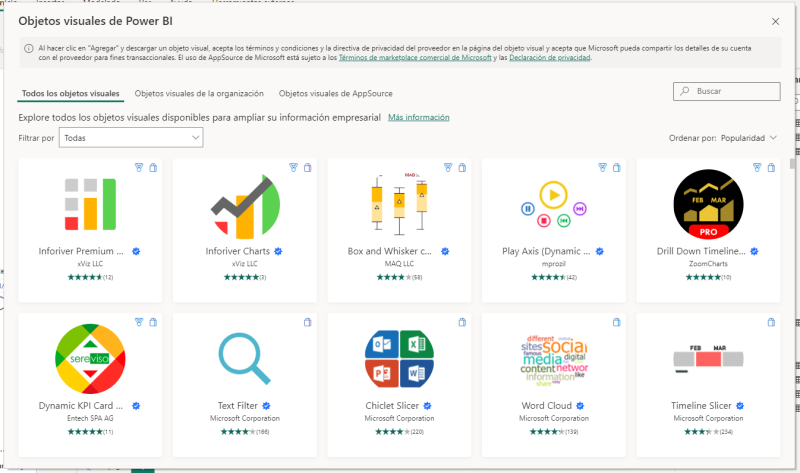 El Marketplace de objetos visuales